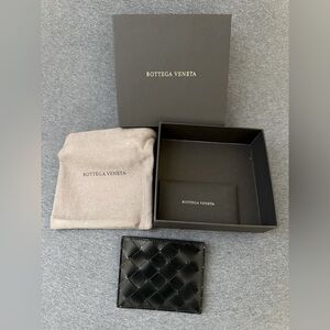 Bottega Veneta Intrecciato Lather Cardholder Black Silver